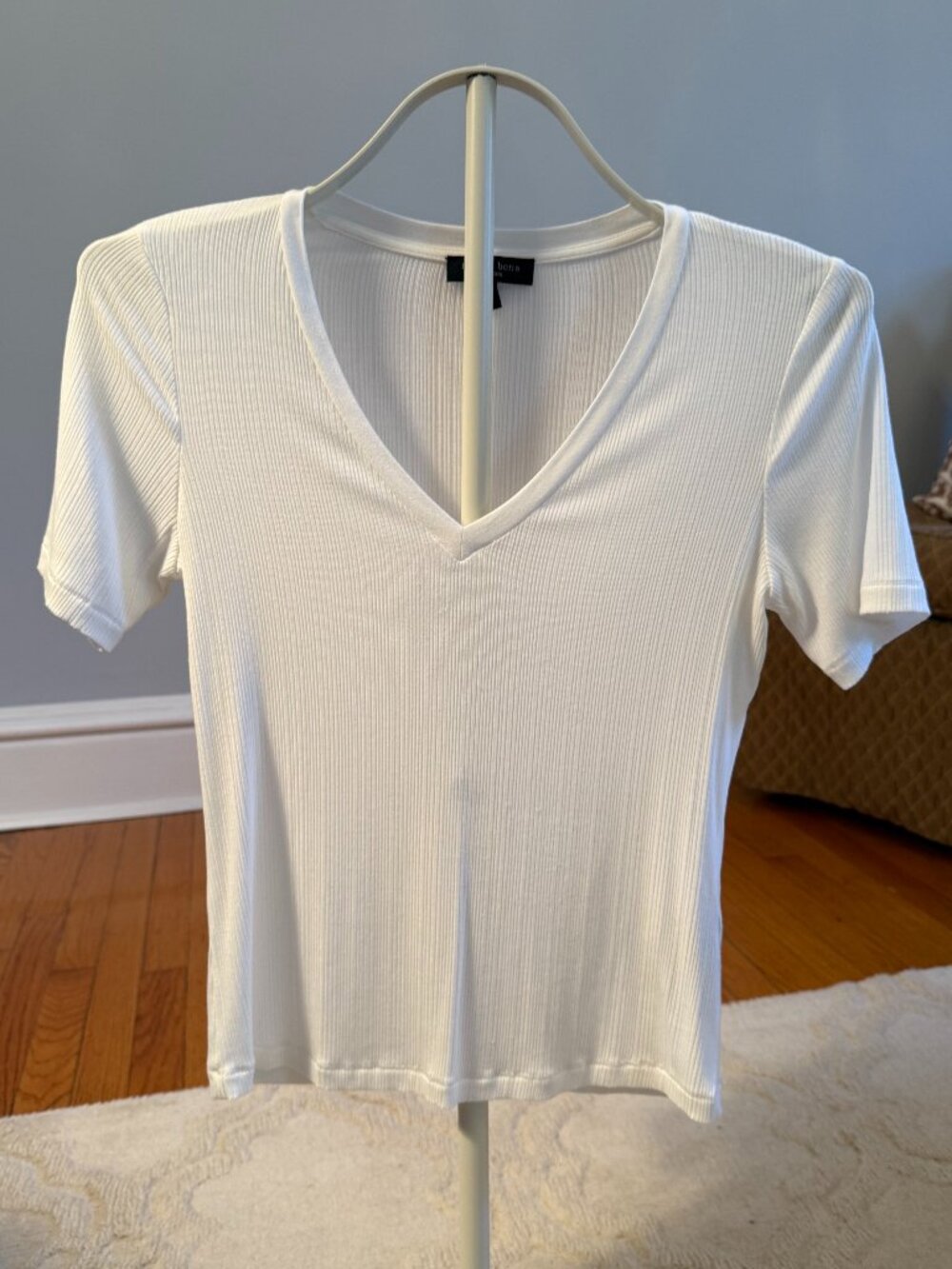 Rag & Bone Off White Textured T-Shirt, Small